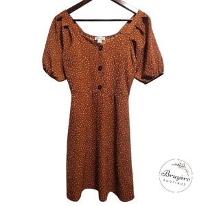 Monteau Size Small Polka Dot Mini Dress | Puff Sleeve Button Front | Cottagecore